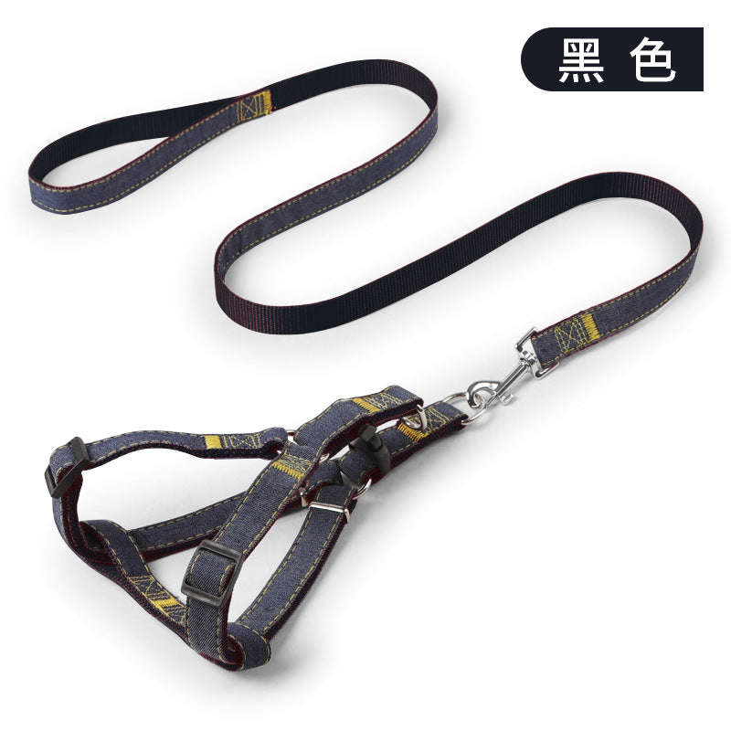 Pet Supplies Dog Leash Chest And Back Leash Dog Leash Wear-Resistant Denim Stitched Dog Leash