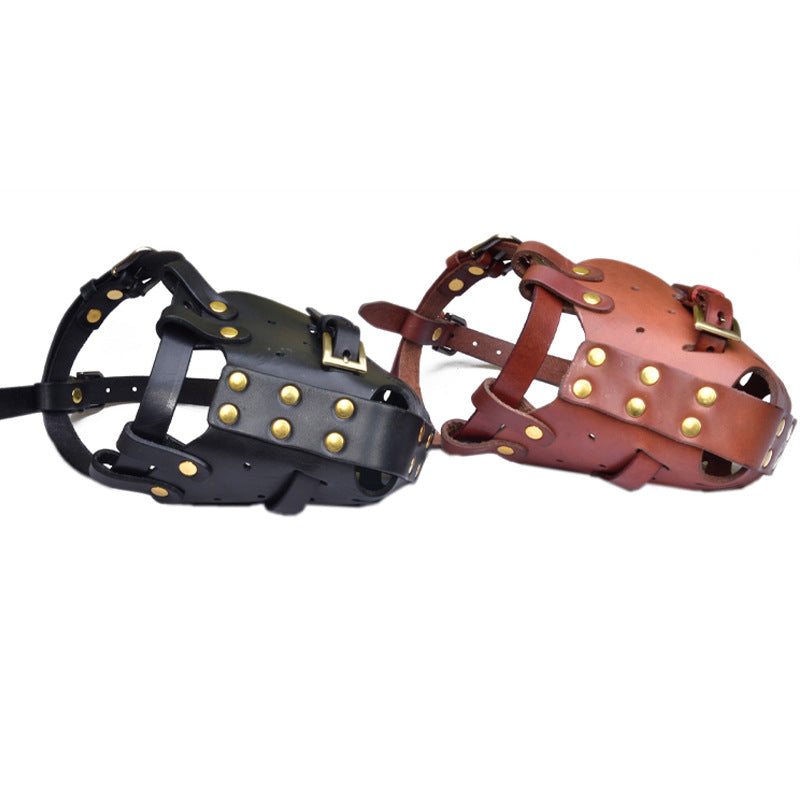 Top Layer Cowhide Horse Dog German Shepherd Impact Mouth Cage Dog Mouth Sleeve Anti-call Anti-food Dog Mask Mouth Cage