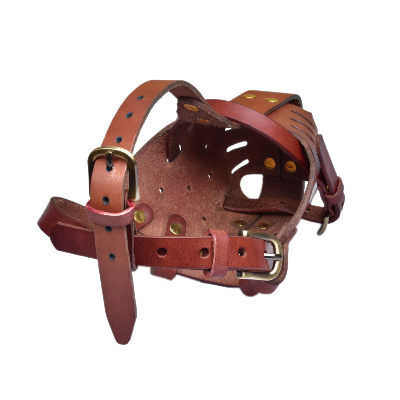 Top Layer Cowhide Horse Dog German Shepherd Impact Mouth Cage Dog Mouth Sleeve Anti-call Anti-food Dog Mask Mouth Cage