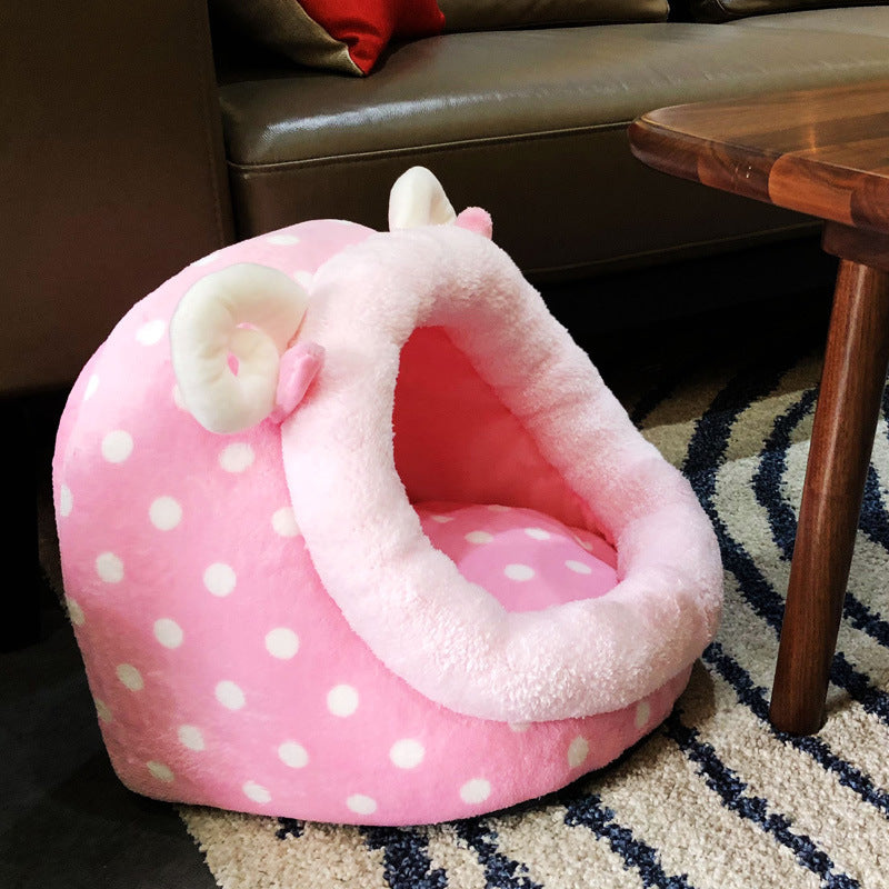 Pet Kennel, Autumn, Winter And Summer, Four Seasons Mat, Puppy Teddy Sleeping Bag, Dog Bed, Enclosed House, Removable And Washable Cat Kennel