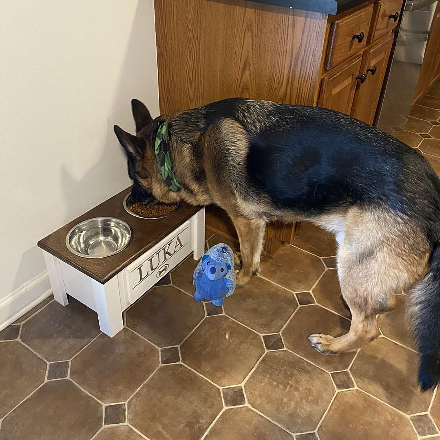 Raised Dog Bowl Stand with Internal Storage, Elevated Dog Bowls with Double Stainless Steel Dish Separate Design Easy Reach Pet Diner for Cats & Dogs