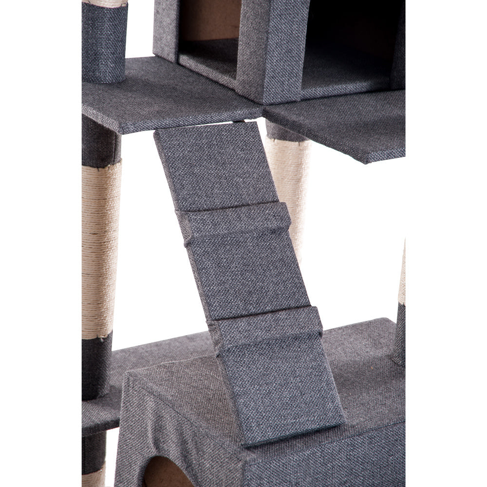【元SKU:TX299552BAA】キャットタワー 据え置き 多頭 大型猫 おしゃれ 全高175cm 猫用品 猫タワー 高級 爪とぎ ネコハウス付き 隠れ家 多頭飼い 猫おもちゃ グレー