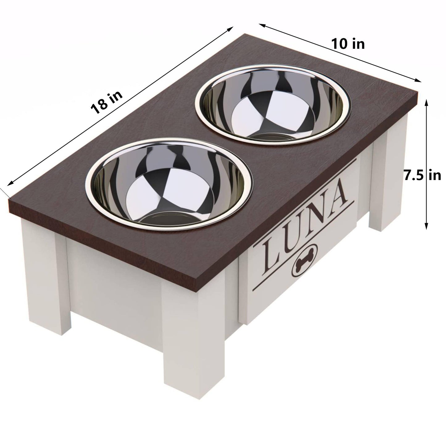 Raised Dog Bowl Stand with Internal Storage, Elevated Dog Bowls with Double Stainless Steel Dish Separate Design Easy Reach Pet Diner for Cats & Dogs