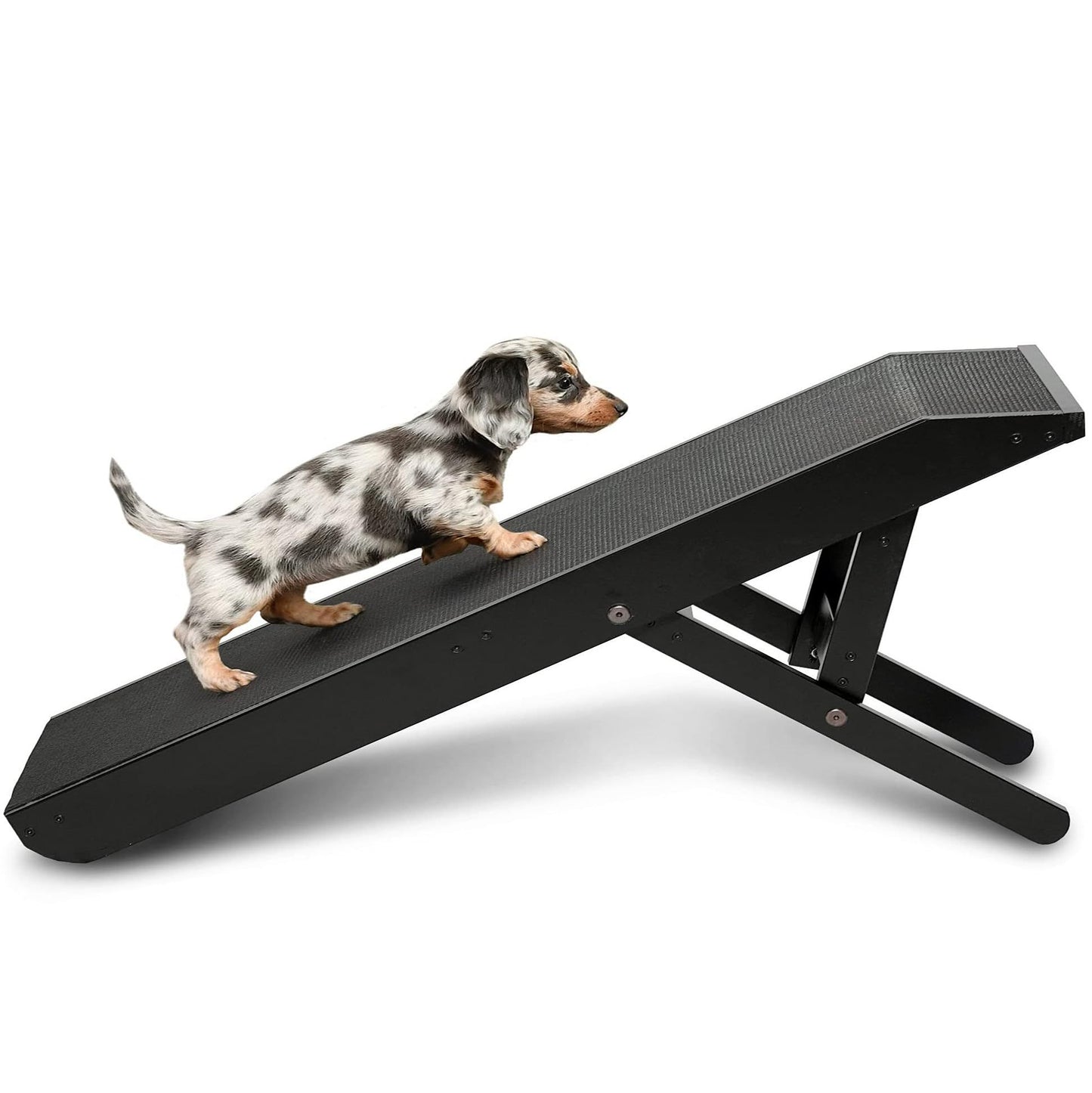 Youfun Adjustable Dog Ramp for Bed Small Dog & Large Dogs - 24" H Folding Dachshund Ramp Hardwood Pet Ramp for Couch with Platform Top & Anti-Slip Surface - 47" L Dog Ramps for Medium Dogs & Old Cats