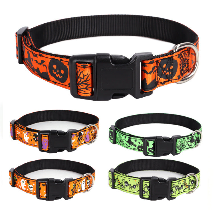 Pet Dog Collar Halloween Spot Pumpkin Bat Hat Halloween Ghost Festival Dog Halloween Dog Collar