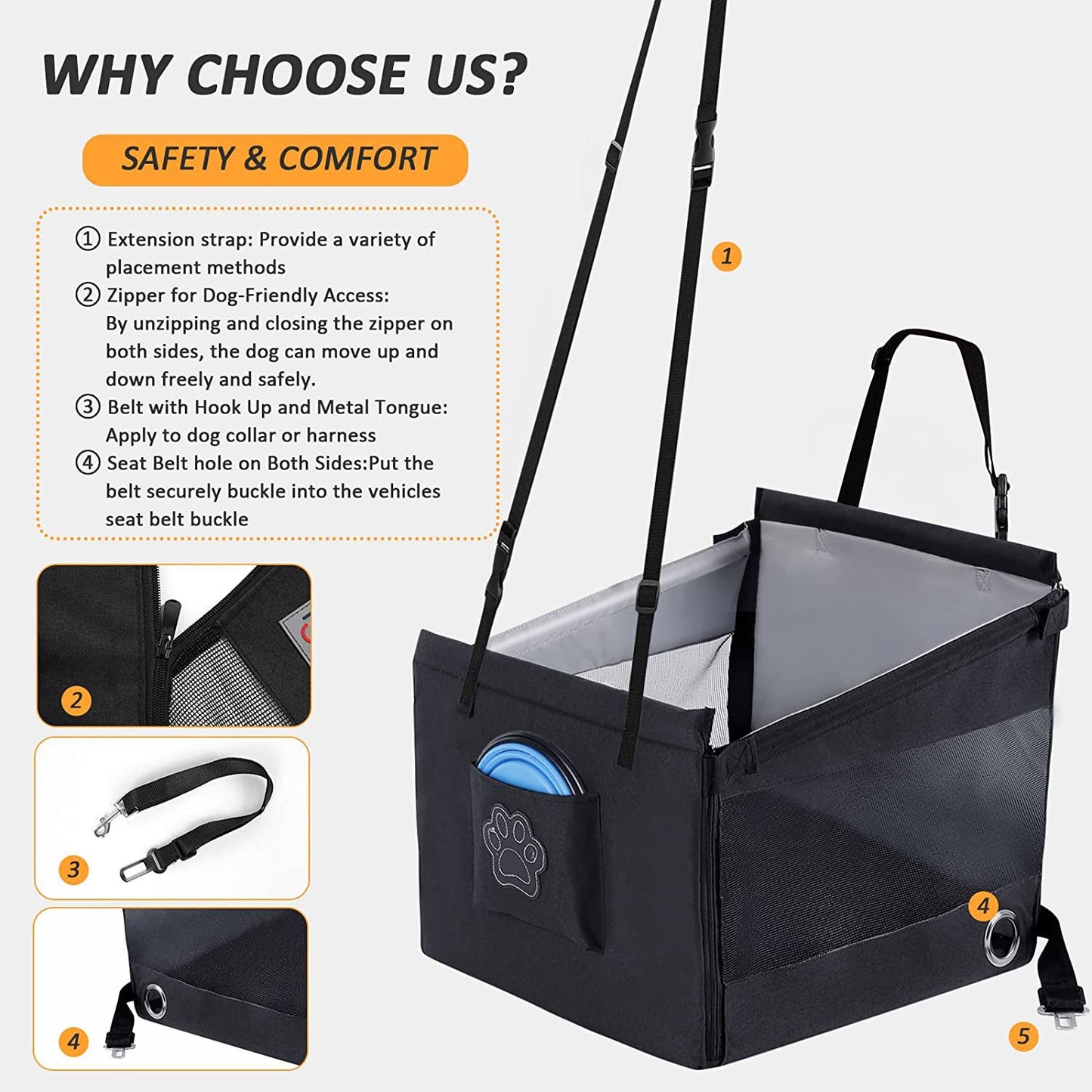 Car Pet Pad Dog Basket Car Travel Dog Pad Rear Half-seat Hammock With Hook Breathable Mesh Folding Kennel