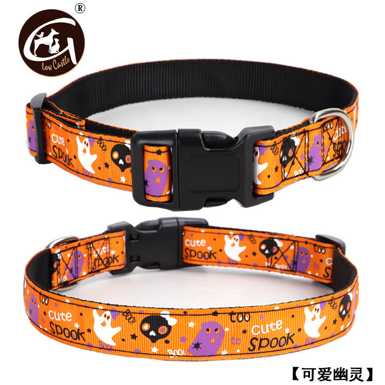 Pet Dog Collar Halloween Spot Pumpkin Bat Hat Halloween Ghost Festival Dog Halloween Dog Collar