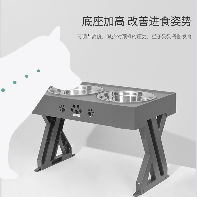 Lifting Dog Bowl Adjustable Height Large Capacity Stainless Steel Dog Bowl Pet Supplies Generation