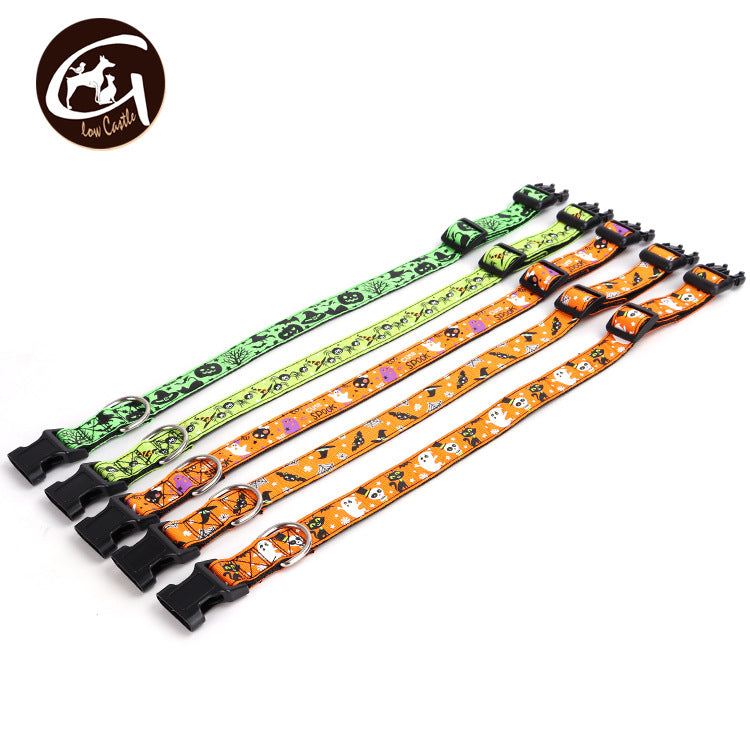 Pet Dog Collar Halloween Spot Pumpkin Bat Hat Halloween Ghost Festival Dog Halloween Dog Collar