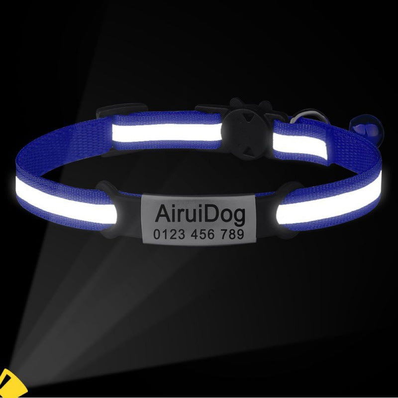 Dog Collar Pet Free Engraving Cute Cat Anti-loss Cat Collar Collar Reflective Nylon Buckle Delivery