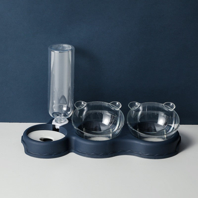 Pet Bowl Plastic Dog Bowl Double Bowl Automatic Drinking Anti-Tipping Food Basin Pet Bowl