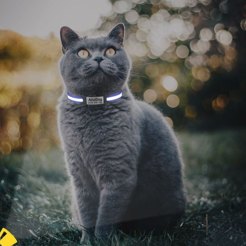Dog Collar Pet Free Engraving Cute Cat Anti-loss Cat Collar Collar Reflective Nylon Buckle Delivery