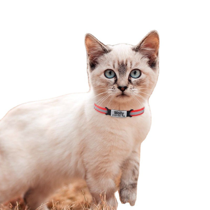 Dog Collar Pet Free Engraving Cute Cat Anti-loss Cat Collar Collar Reflective Nylon Buckle Delivery