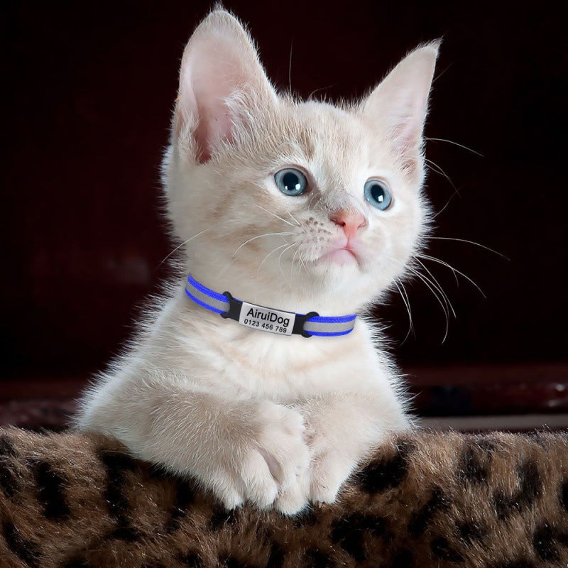 Dog Collar Pet Free Engraving Cute Cat Anti-loss Cat Collar Collar Reflective Nylon Buckle Delivery