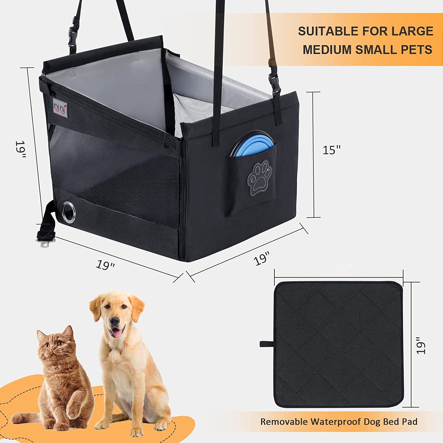 Car Pet Pad Dog Basket Car Travel Dog Pad Rear Half-seat Hammock With Hook Breathable Mesh Folding Kennel
