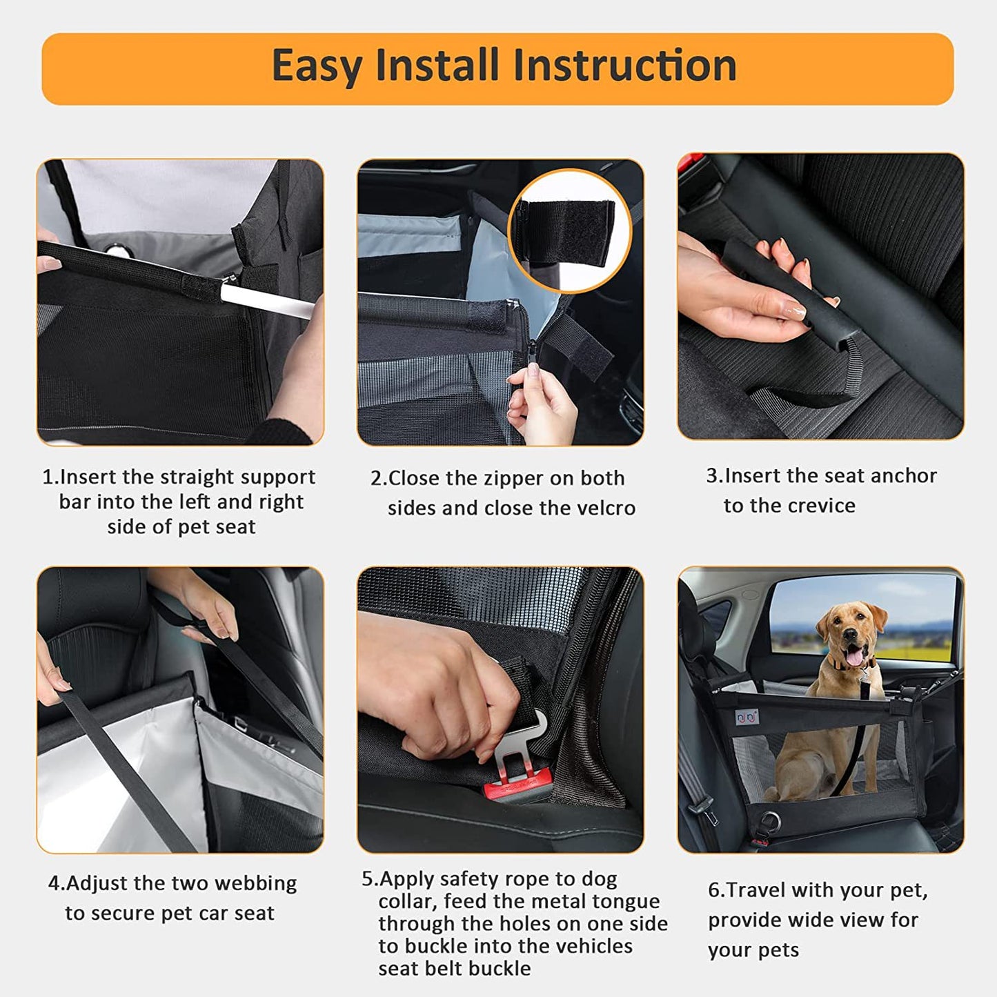 Car Pet Pad Dog Basket Car Travel Dog Pad Rear Half-seat Hammock With Hook Breathable Mesh Folding Kennel