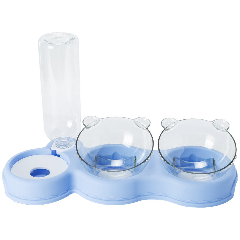 Pet Bowl Plastic Dog Bowl Double Bowl Automatic Drinking Anti-Tipping Food Basin Pet Bowl