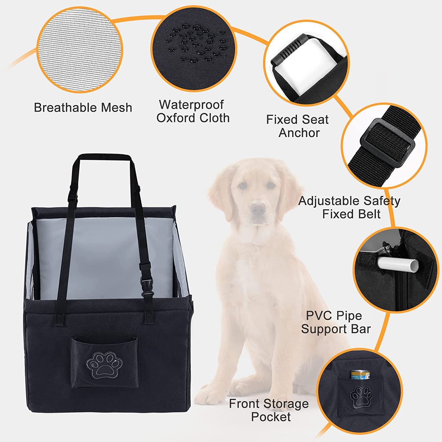 Car Pet Pad Dog Basket Car Travel Dog Pad Rear Half-seat Hammock With Hook Breathable Mesh Folding Kennel