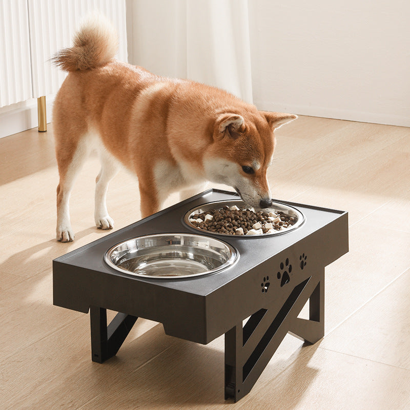 Lifting Dog Bowl Adjustable Height Large Capacity Stainless Steel Dog Bowl Pet Supplies Generation