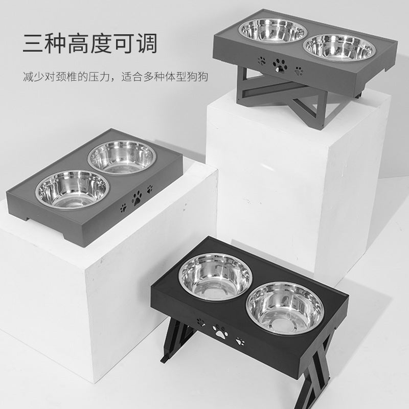 Lifting Dog Bowl Adjustable Height Large Capacity Stainless Steel Dog Bowl Pet Supplies Generation