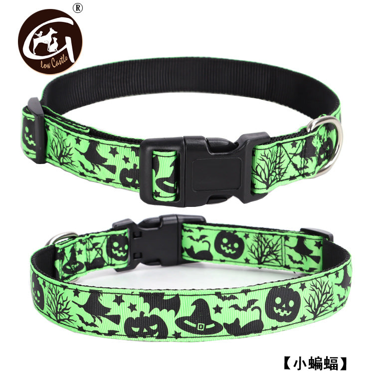 Pet Dog Collar Halloween Spot Pumpkin Bat Hat Halloween Ghost Festival Dog Halloween Dog Collar