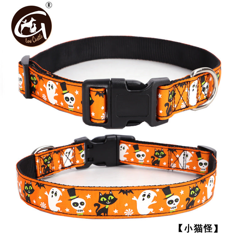 Pet Dog Collar Halloween Spot Pumpkin Bat Hat Halloween Ghost Festival Dog Halloween Dog Collar