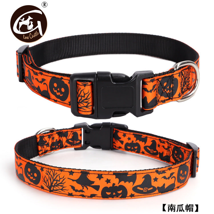 Pet Dog Collar Halloween Spot Pumpkin Bat Hat Halloween Ghost Festival Dog Halloween Dog Collar