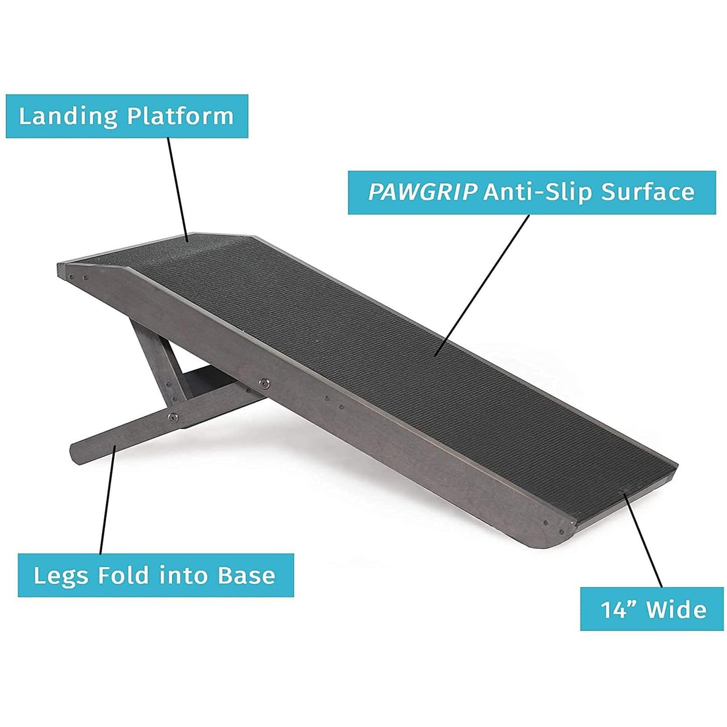 Youfun Adjustable Dog Ramp for Bed Small Dog & Large Dogs - 24" H Folding Dachshund Ramp Hardwood Pet Ramp for Couch with Platform Top & Anti-Slip Surface - 47" L Dog Ramps for Medium Dogs & Old Cats