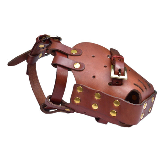 Top Layer Cowhide Horse Dog German Shepherd Impact Mouth Cage Dog Mouth Sleeve Anti-call Anti-food Dog Mask Mouth Cage