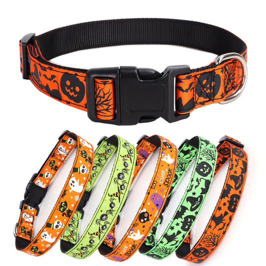 Pet Dog Collar Halloween Spot Pumpkin Bat Hat Halloween Ghost Festival Dog Halloween Dog Collar