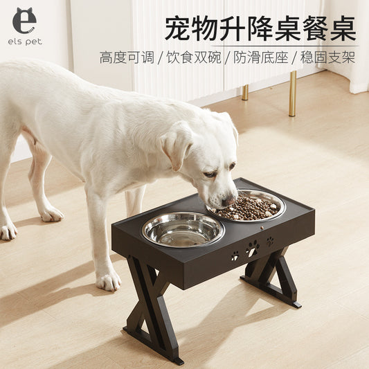 Lifting Dog Bowl Adjustable Height Large Capacity Stainless Steel Dog Bowl Pet Supplies Generation