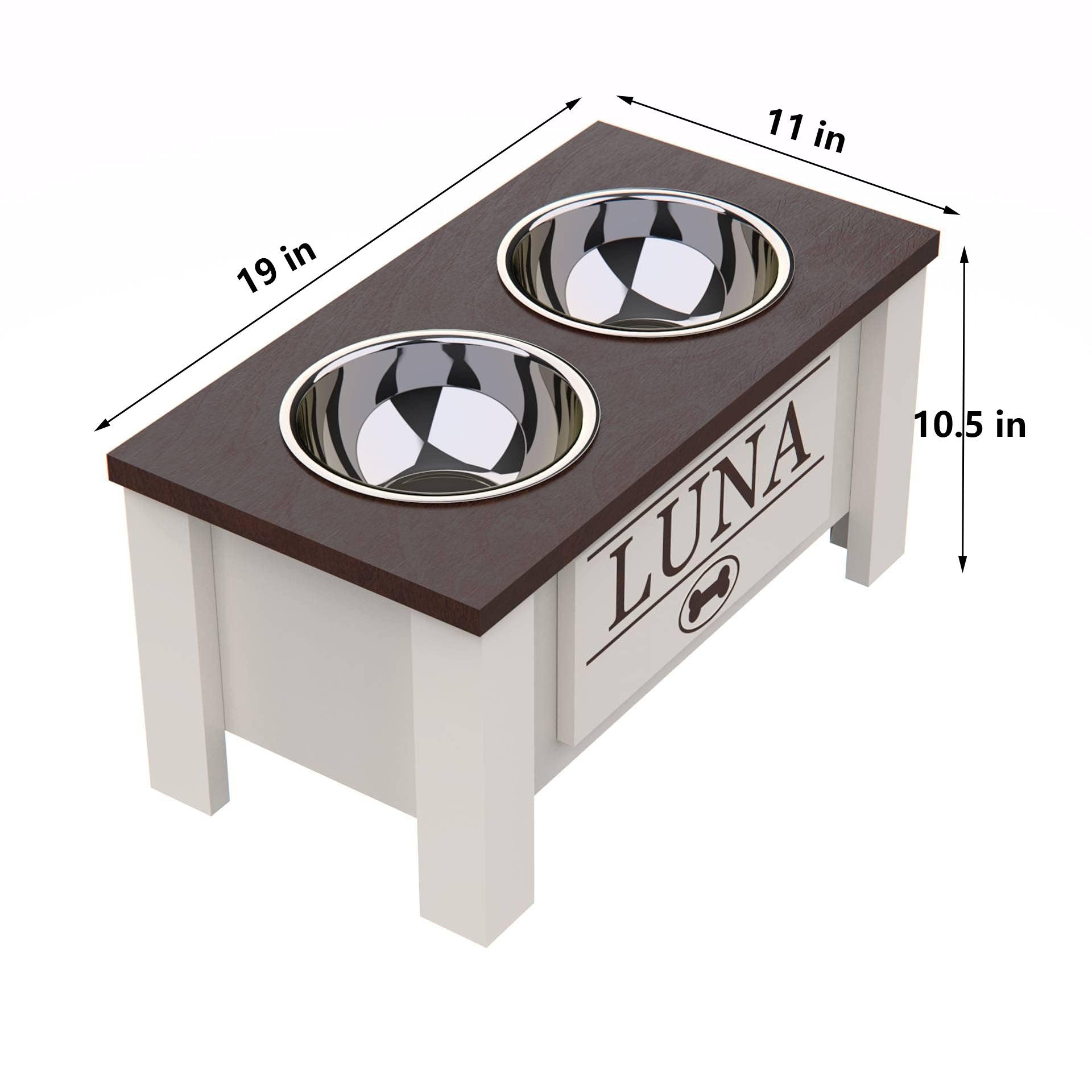 Raised Dog Bowl Stand with Internal Storage, Elevated Dog Bowls with Double Stainless Steel Dish Separate Design Easy Reach Pet Diner for Cats &amp; Dogs